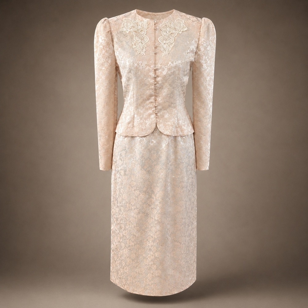 Vtg Scott McClintock Gunne Sax Skirt Suit Midi 10 Peach Lace Regency Romantic